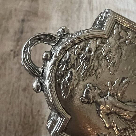 Art Nouveau Lady Goddess Nymph Nude Locket Pendant 2 Sided Silver Plated - Picture 7 of 9